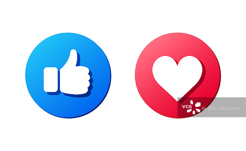 点赞和红心图标集积极反馈按钮图片素材