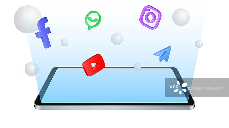 社交媒体短信App平板电脑样机图片素材