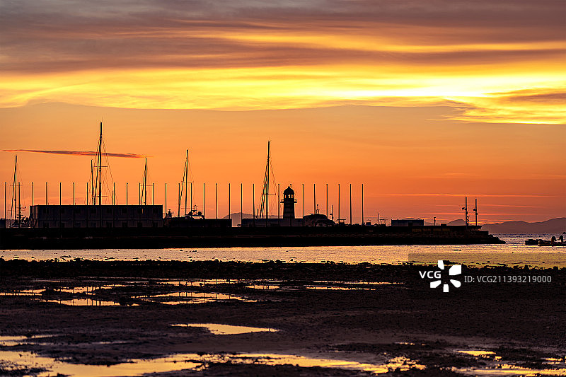 三亚帆船港晚霞日落/海南旅游图片素材