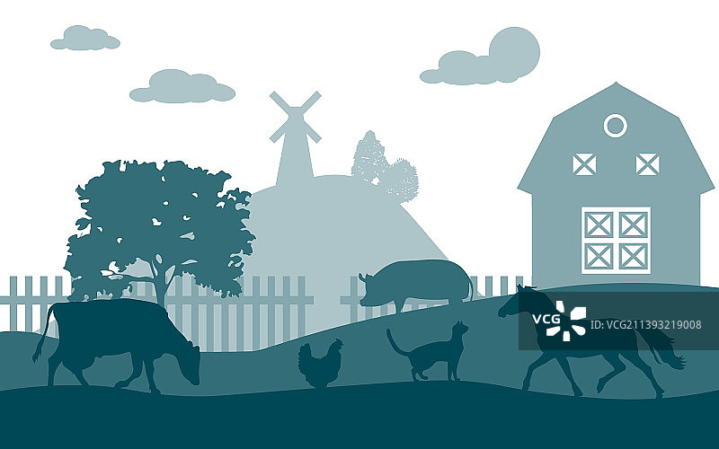 农场动物牲畜在背景中图片素材