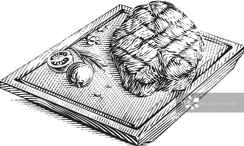 木板牛排手绘草图图片素材