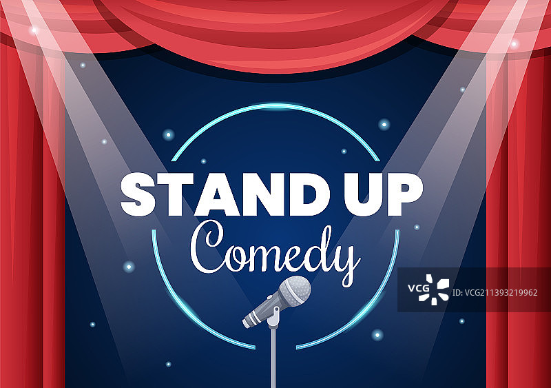 红色站立喜剧表演剧院场景图片素材