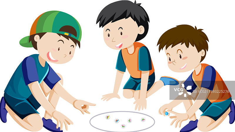 孩子们在白色背景上玩弹珠图片素材