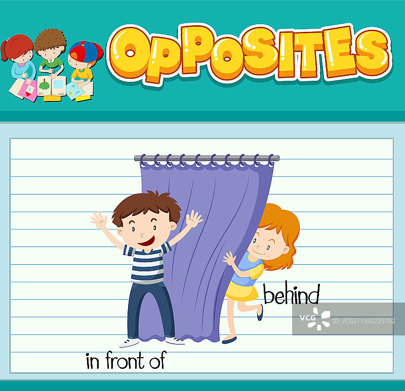 儿童图解反义词图片素材