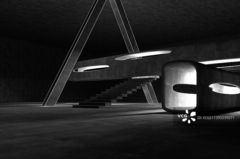 3D水泥结构的汽车广告背景空间图片素材