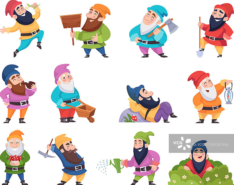 卡通矮人矿工奇幻侏儒图片素材