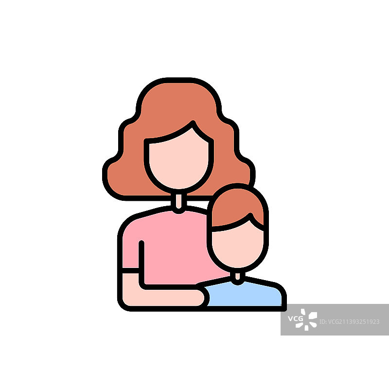 母子图标扁平彩色手机标志图片素材