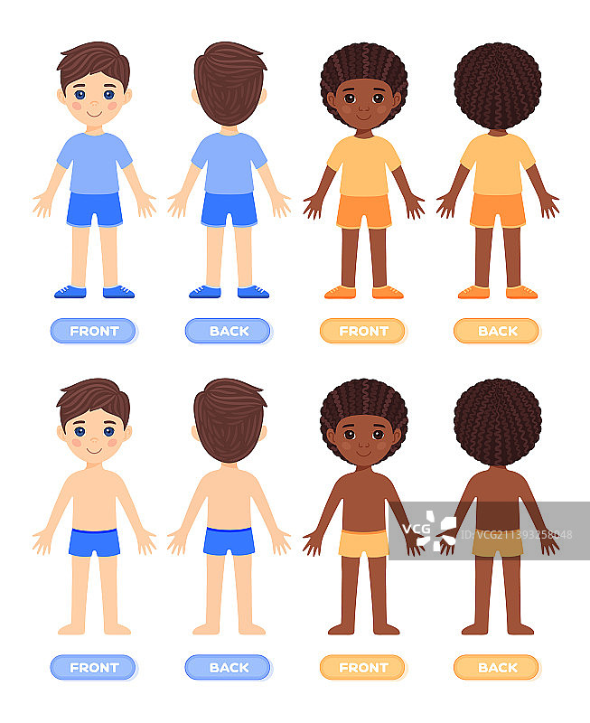 身着服装和内衣的两个孩子图片素材