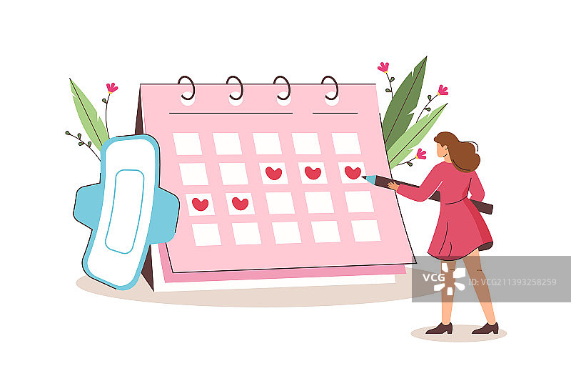 扁平风女性记录经期图片素材