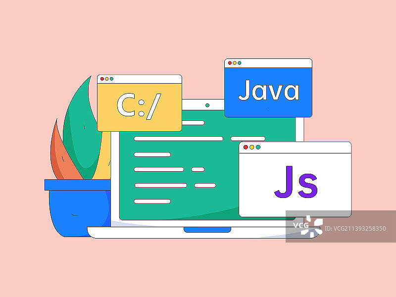 编程教学开发扁平矢量概念运营插画图片素材