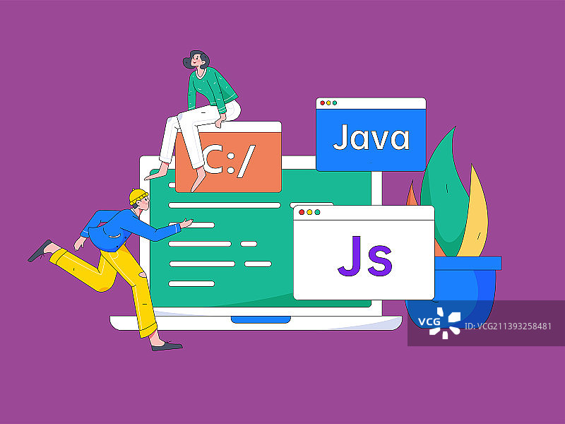 编程教学开发扁平矢量概念运营插画图片素材