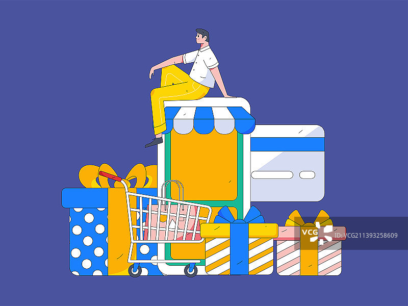 网购电商扁平矢量概念运营插画图片素材