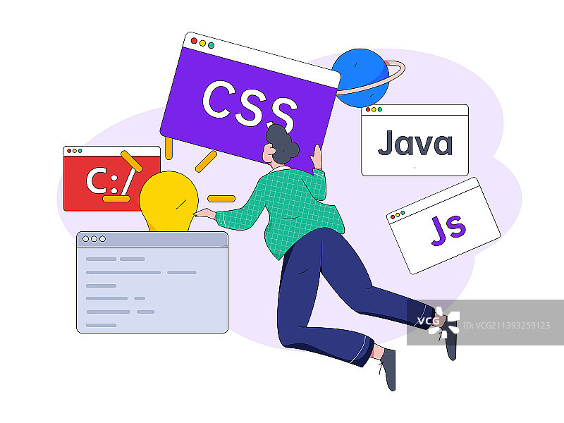 编程教学开发扁平矢量概念运营插画图片素材