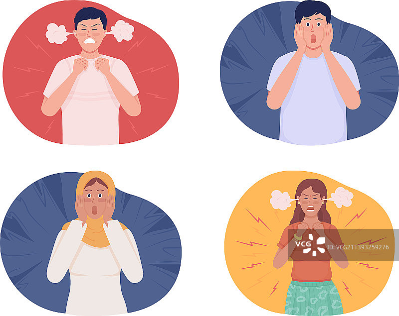 强烈的2.5D情绪表达孤立元素图片素材