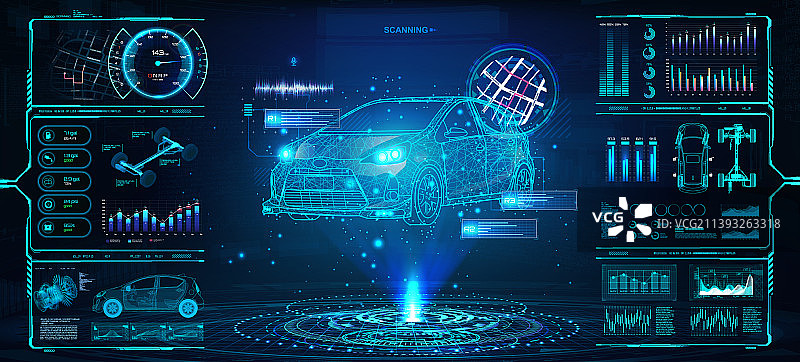 平视显示器风格汽车诊断扫描与维护图片素材