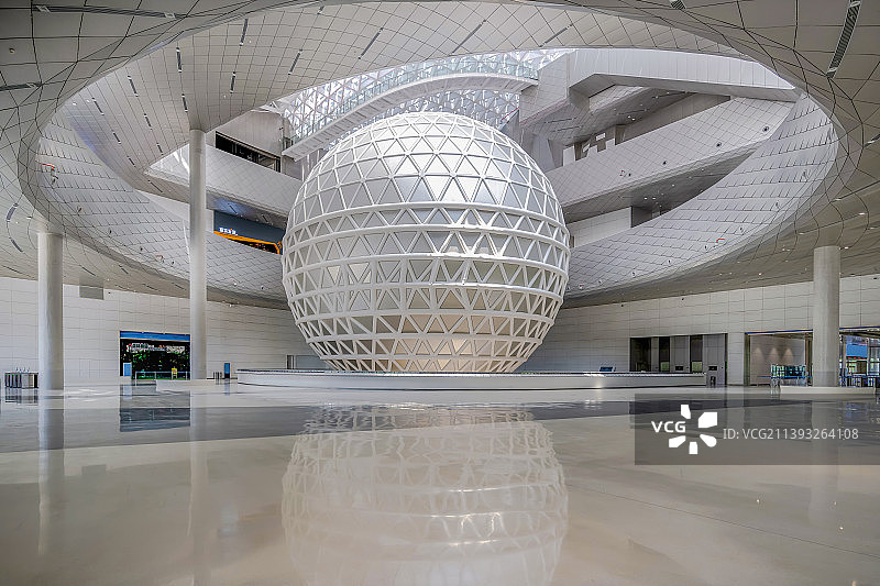中国河南郑州河南科技馆建筑内部图片素材