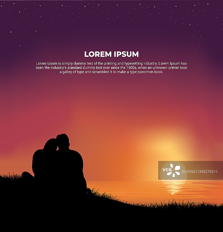 情侣剪影，日落背景图片素材