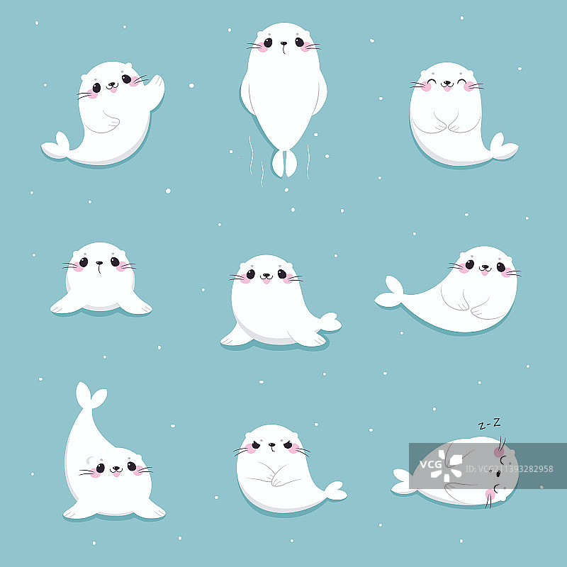 可爱的白色毛皮海豹游泳睡觉图片素材