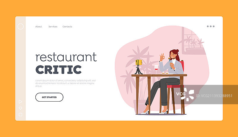 美食餐厅评论着陆页模板图片素材