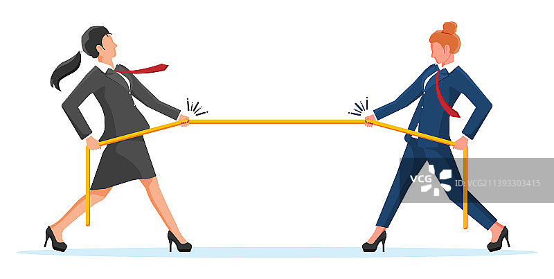 两名女商人拔河图片素材