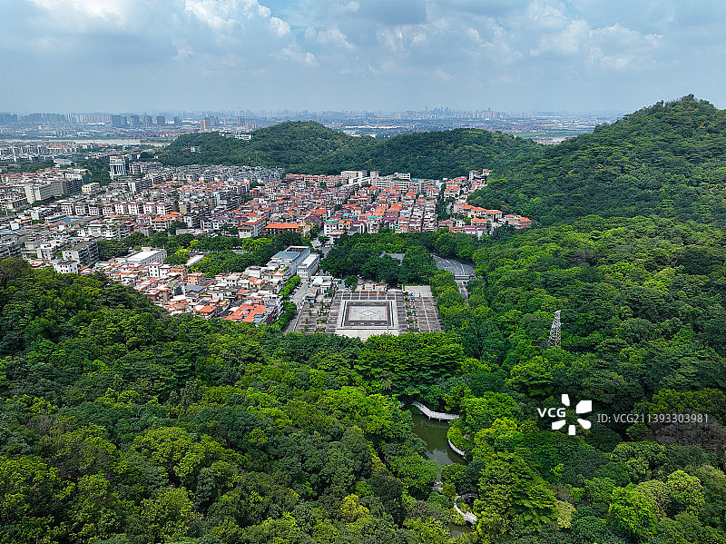 广东省佛山市南海区西樵山风景区樵山文化中心听音湖白云洞景区航拍图片素材