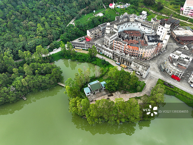 广东省佛山市南海区西樵山风景区国艺影视城南海博物馆航拍图片素材