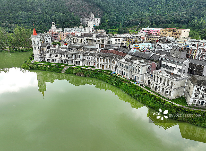 广东省佛山市南海区西樵山风景区国艺影视城南海博物馆航拍图片素材