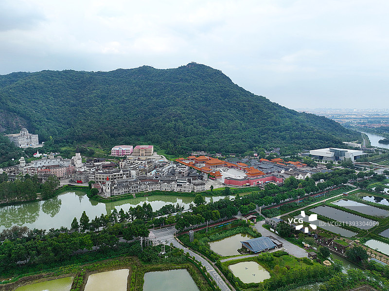 广东省佛山市南海区西樵山风景区国艺影视城南海博物馆航拍图片素材