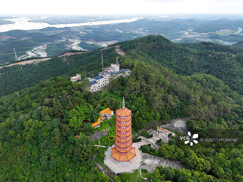 广东省江门鹤州市大雁山森林公园航拍图片素材