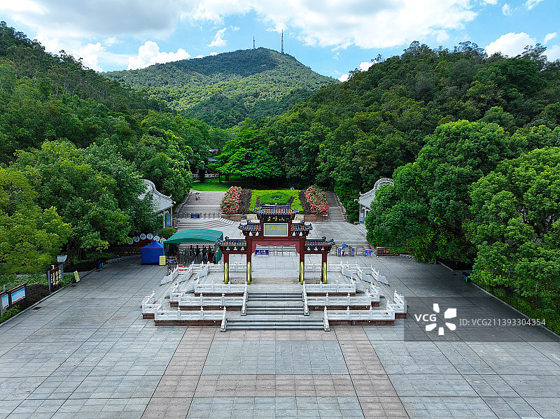 广东省江门市蓬江区圭峰山国家森林公园圭峰山风景区玉台寺航拍图片素材