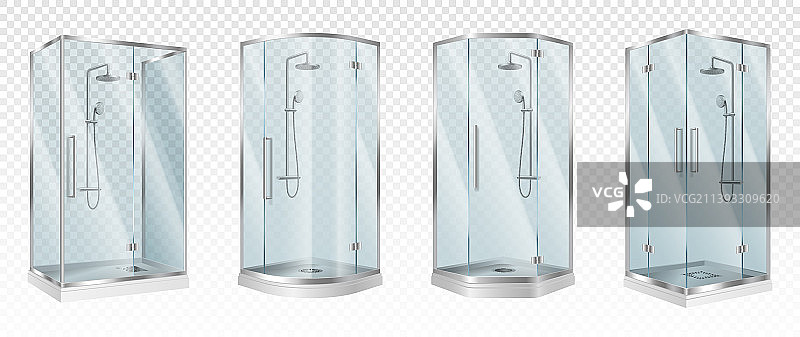 现代3D空角圆弧淋浴房图片素材