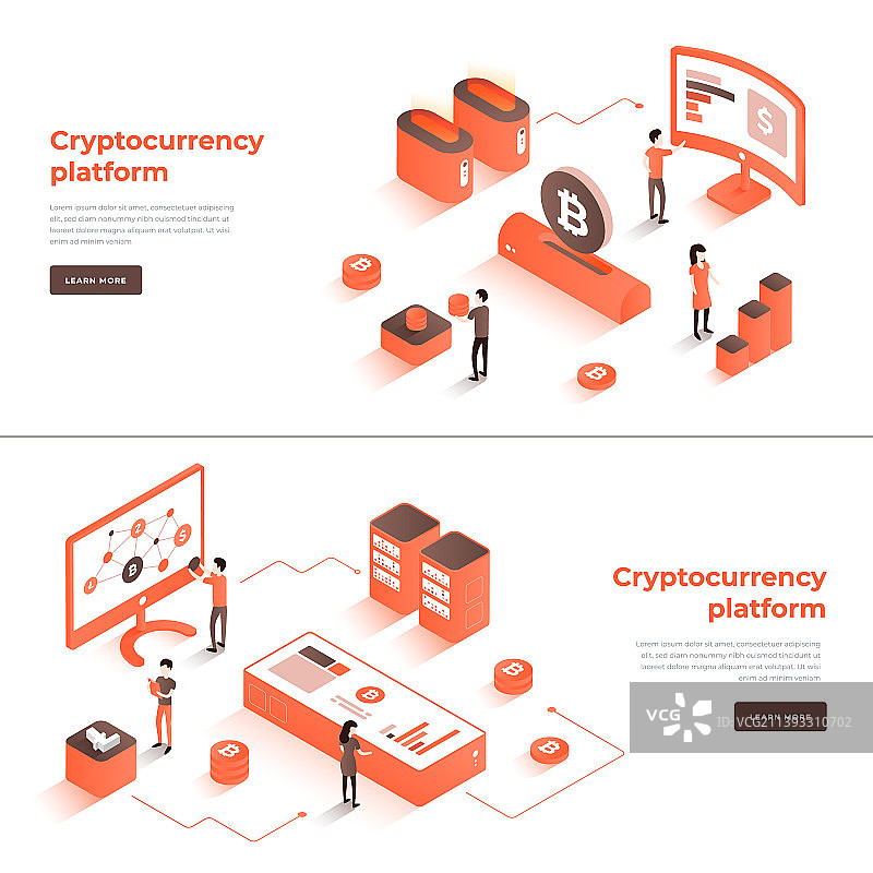 2.5D加密货币平台着陆页图片素材