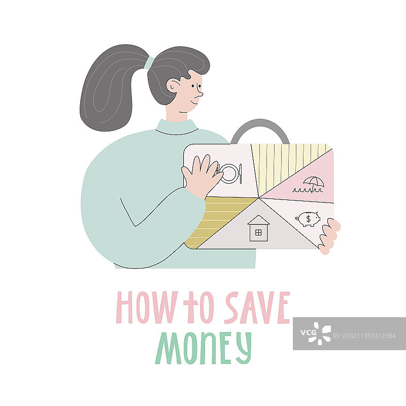 女人为购买汽车节省资金图片素材