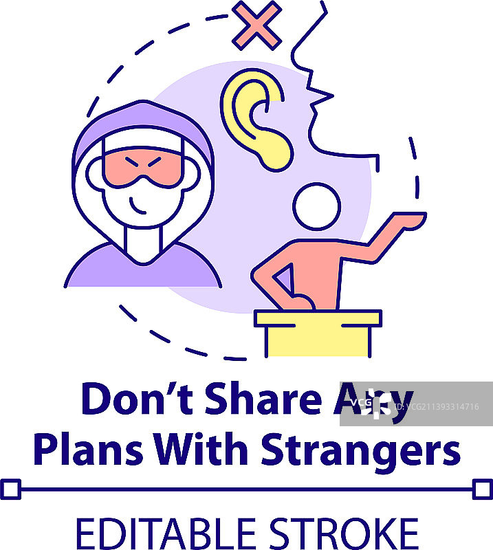不要与陌生人分享计划概念图标图片素材