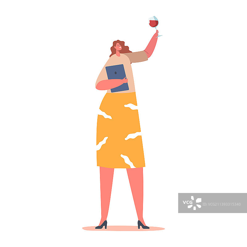 品酒师女性品尝葡萄酒概念图片素材