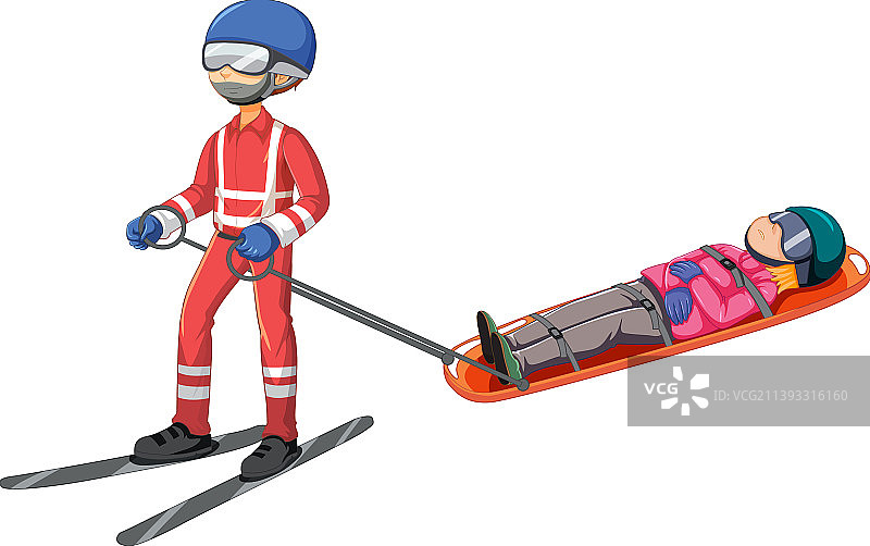 用担架救援（白色背景）图片素材