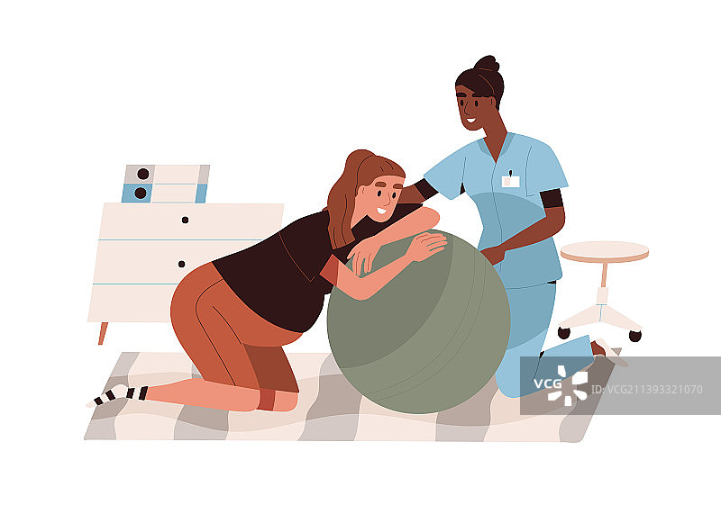 助产士帮助孕妇分娩图片素材