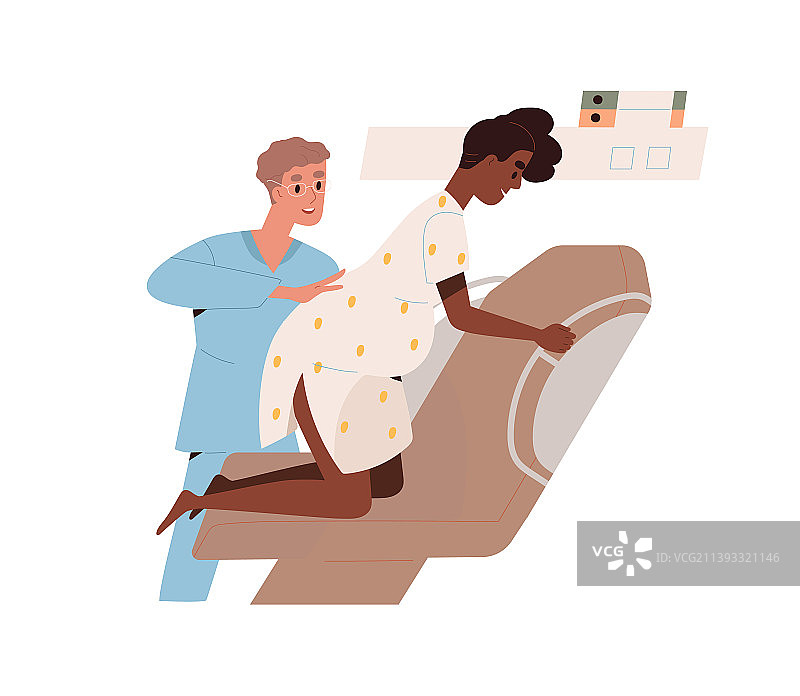 分娩期间的产科医生和孕妇图片素材