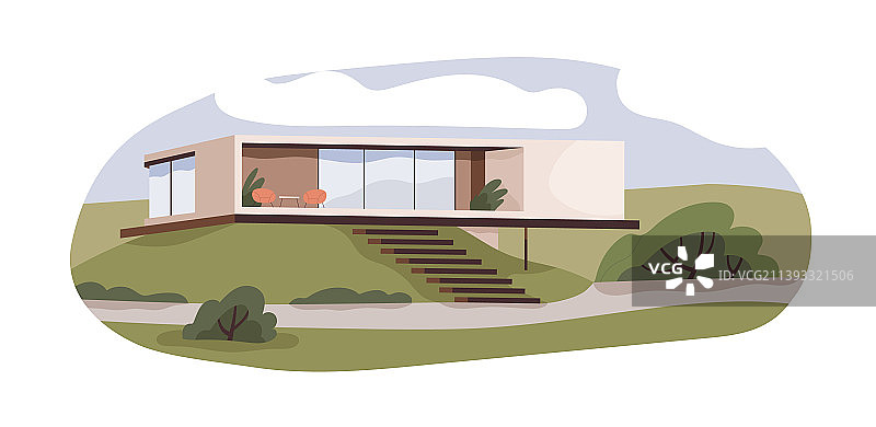 现代郊区住宅建筑外观图片素材