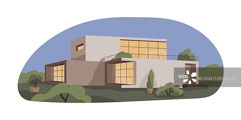 现代郊区住宅建筑外观图片素材