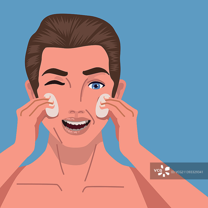 年轻男子敷面膜场景图片素材