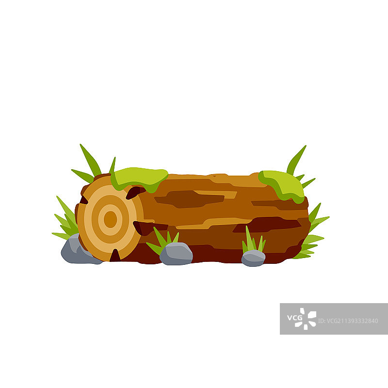 带有绿色苔藓和石头的棕色原木图片素材