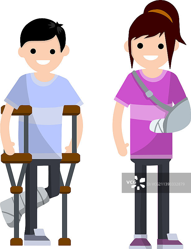 男人和女人手臂和腿骨折图片素材