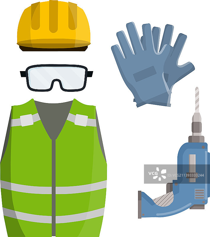 工人和建筑工人的服装和工具图片素材