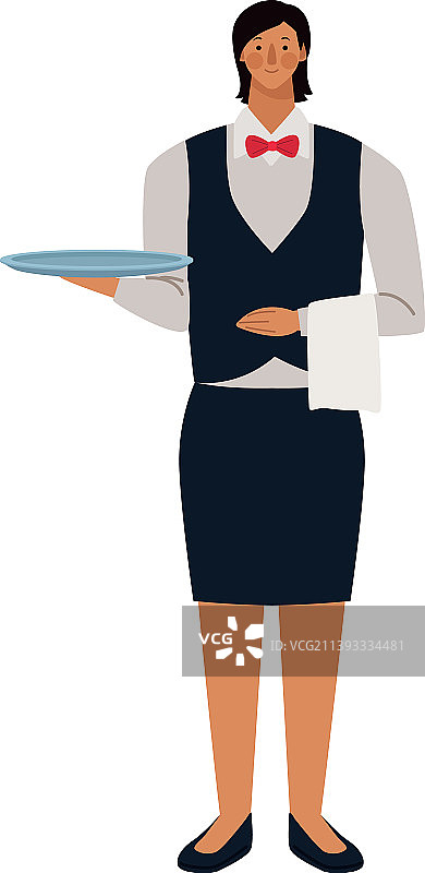 拿着托盘的女服务员图片素材