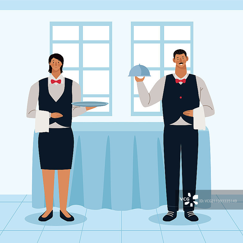 餐厅员工情侣图片素材