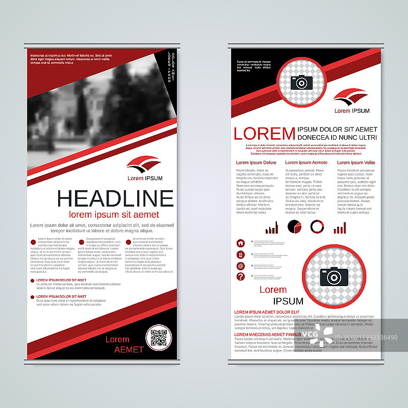 现代几何卷起商业横幅模板图片素材