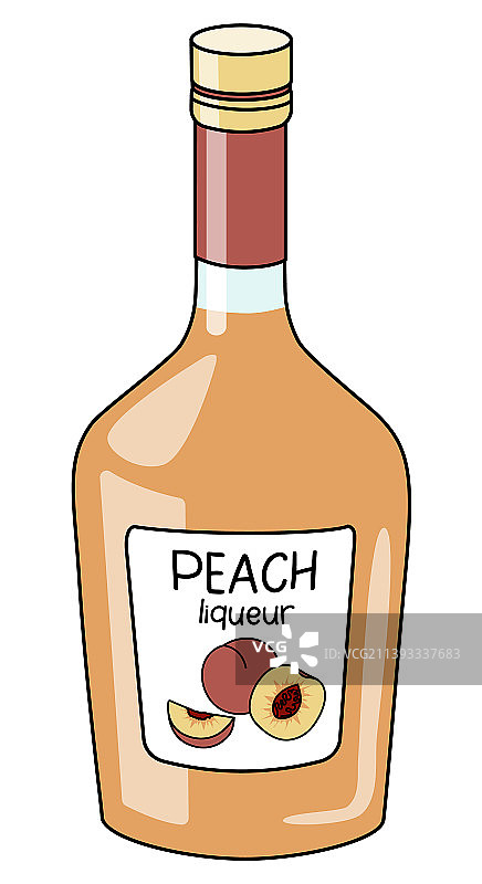 涂鸦卡通瓶装桃子果酒图片素材