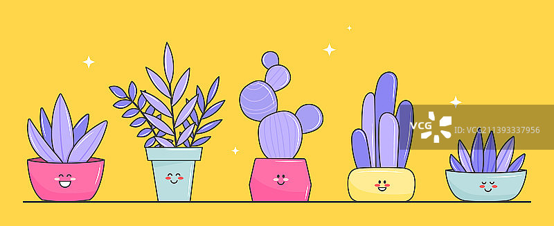 有趣的肉质植物套装图片素材