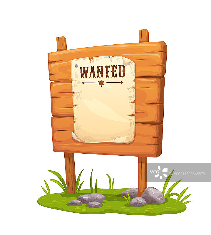 木制标志卡通西部通缉板或banner图片素材